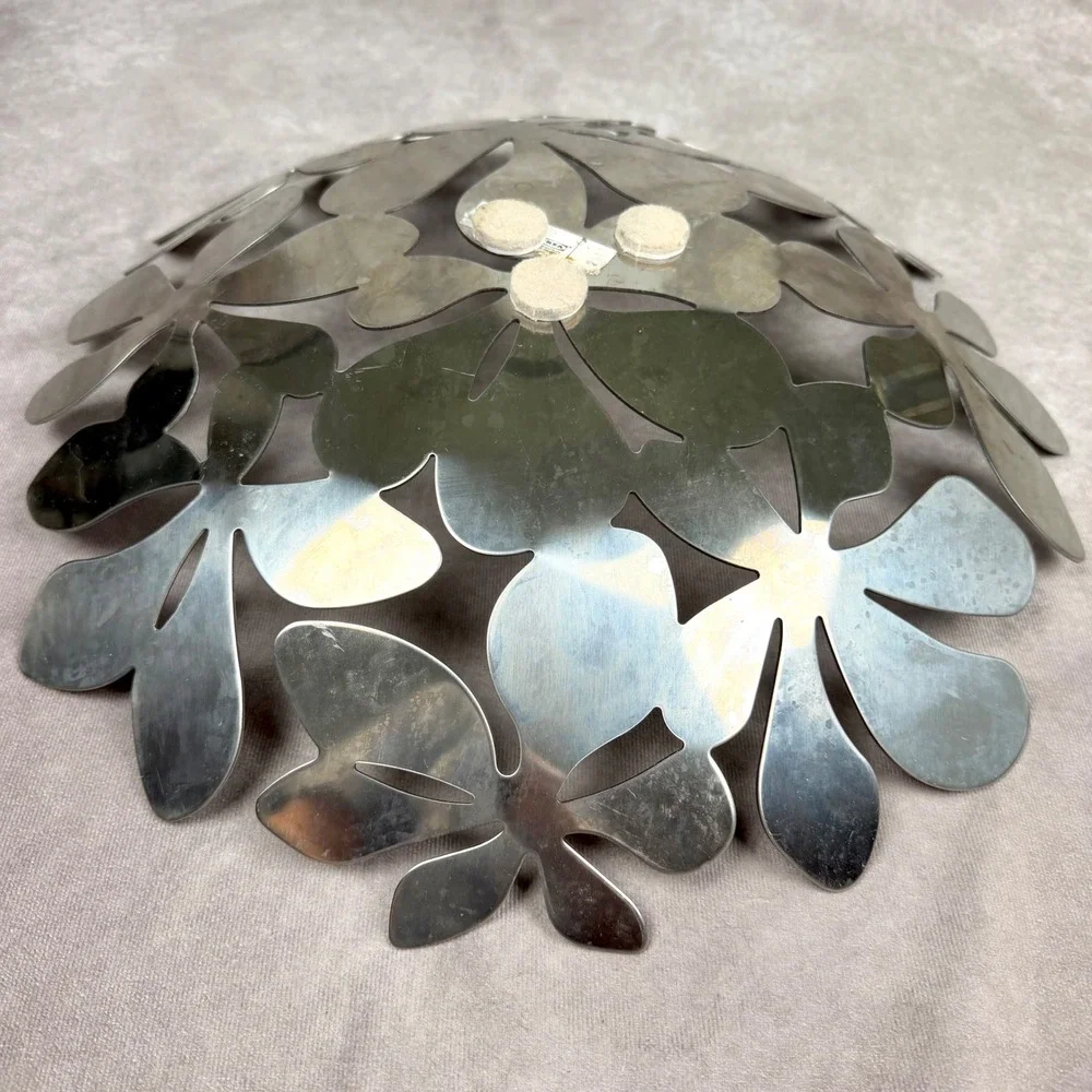 Ikea Stockholm Monika Mulder Bowl Centerpiece Stainless Steel Floral Leaf 17